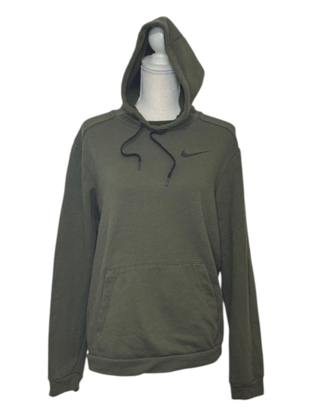 Nike Men's Olive Pullover Hoodie with Black Swoosh Size Medium CJ4321-325 Dr-Fit